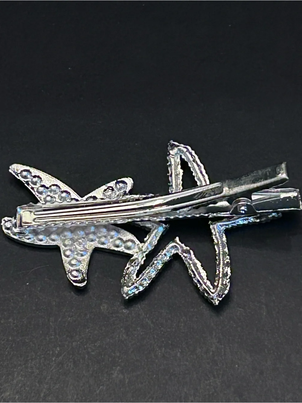 Mint Rhinestone Starfish Hair Clip Set of Two - Silver-tone w/Crystals and Pearl